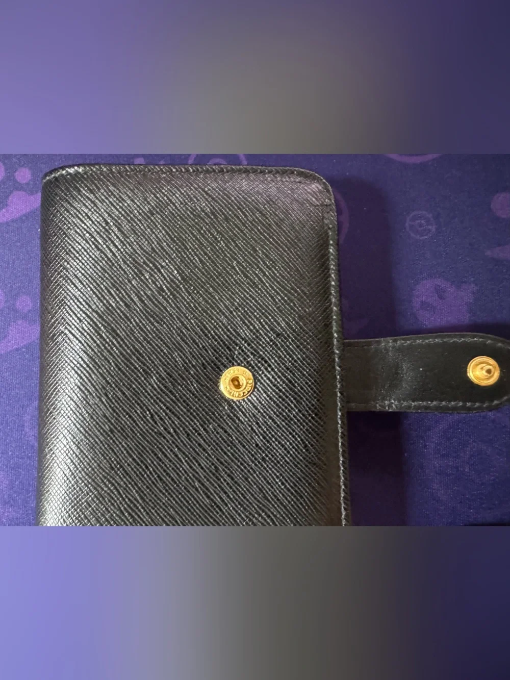 Coach Black Textured Leather Snap Wallet